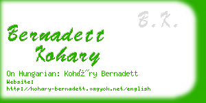 bernadett kohary business card
